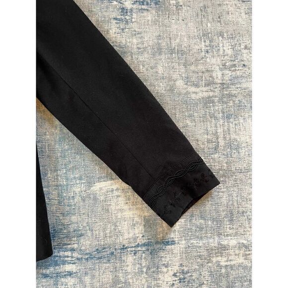 Vintage Blue Ice Black Faux Micro Suede Embroidered Open Front Blazer Size 8 - Picture 12 of 12